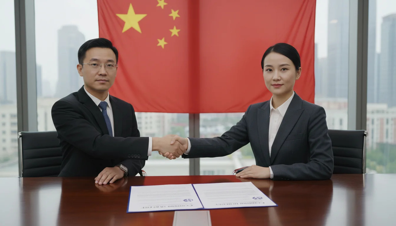 Signing corporate contract in China