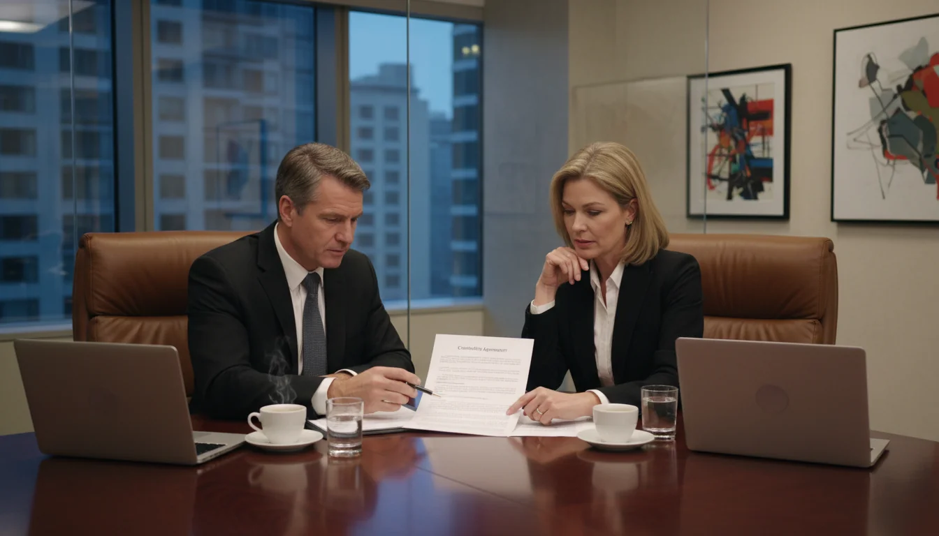Consultants discussing agreement terms