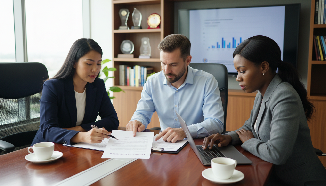 Consultants discussing agreement terms