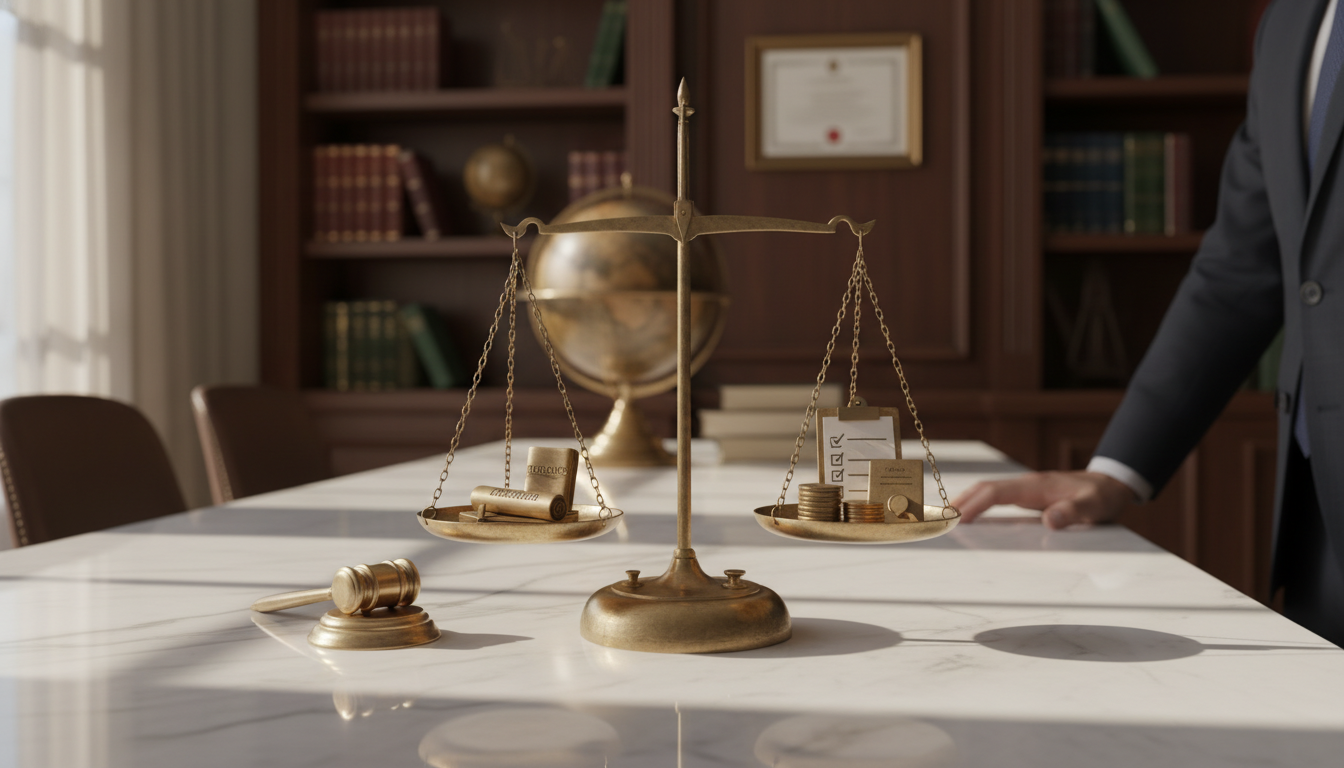 Balanced scale of rights and obligations