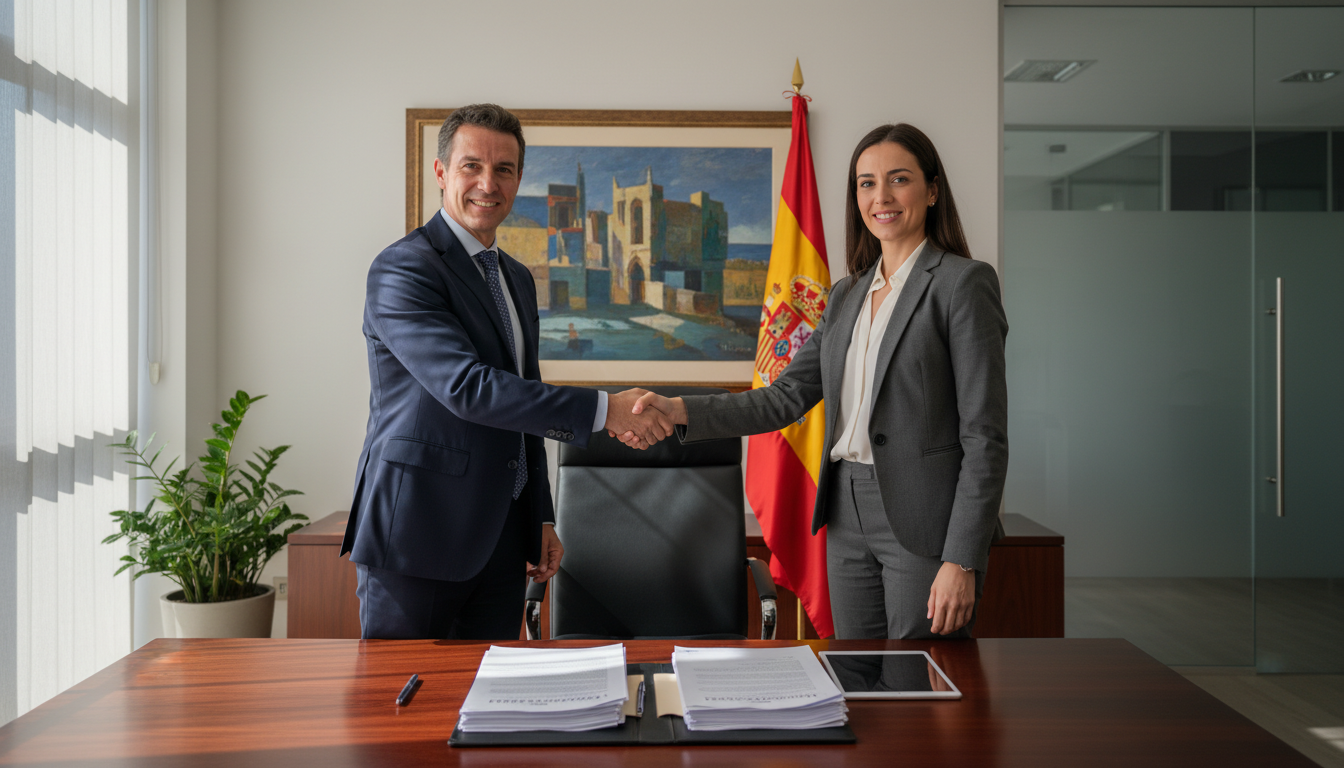 Handshake between professionals in office