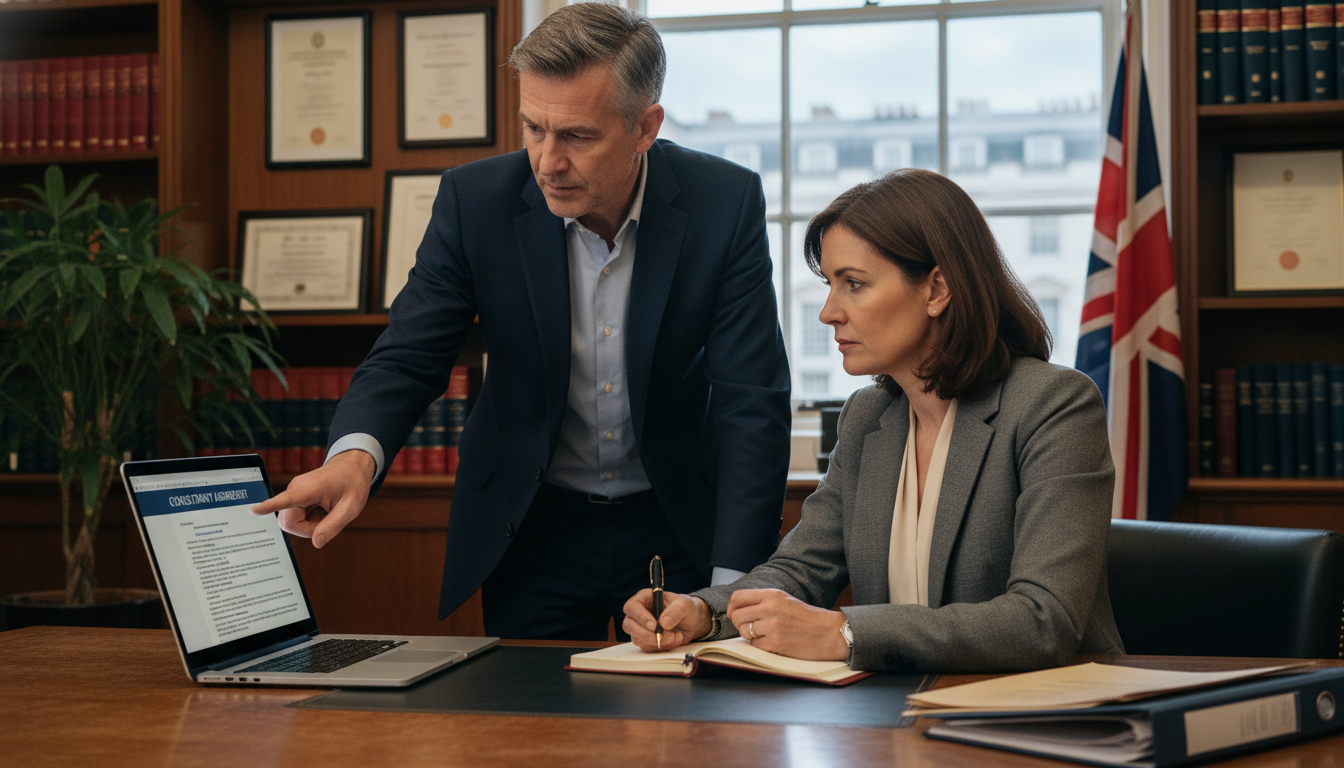 UK legal professionals reviewing agreement