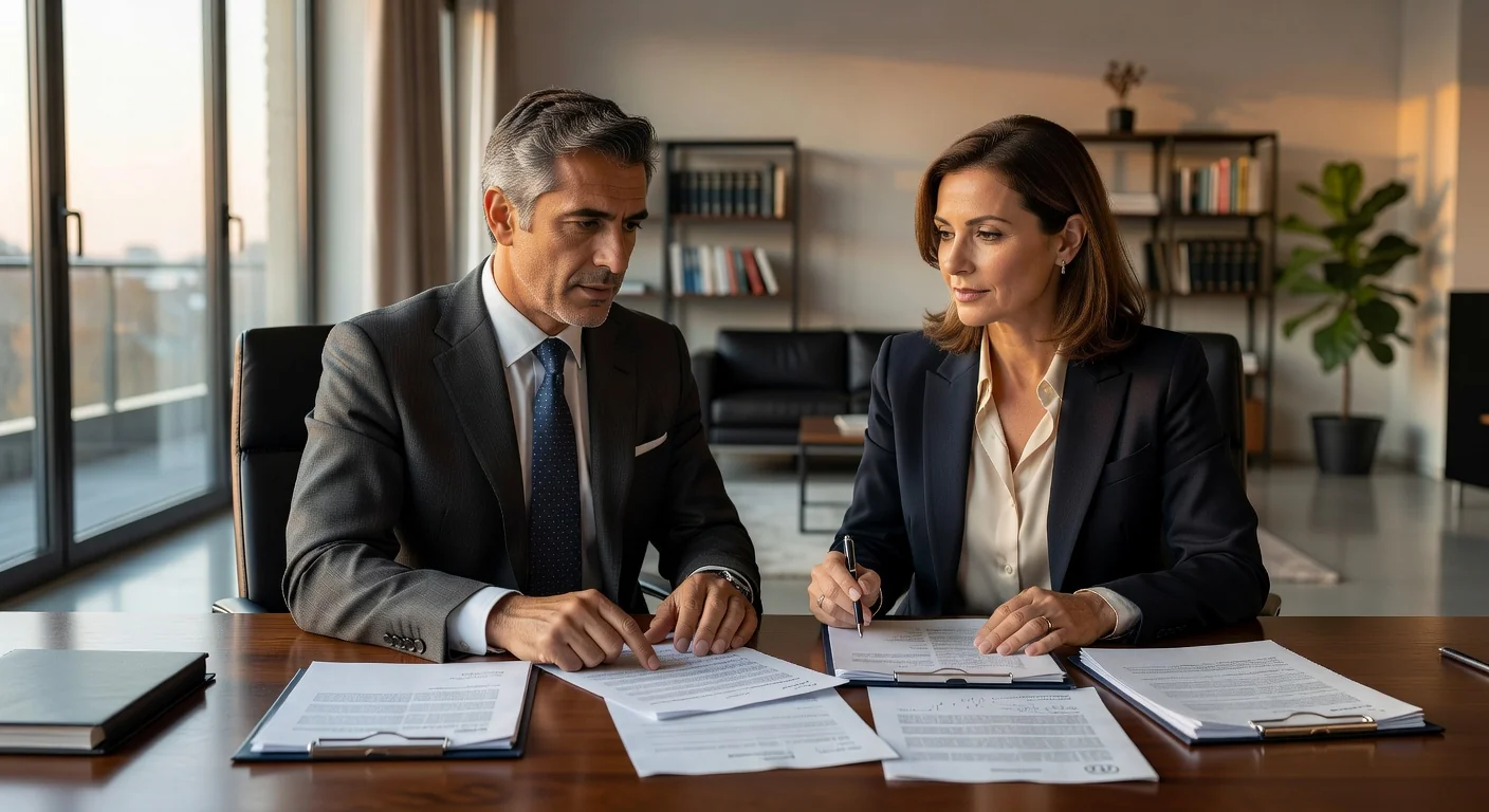 Italian lawyer consulting client professionally