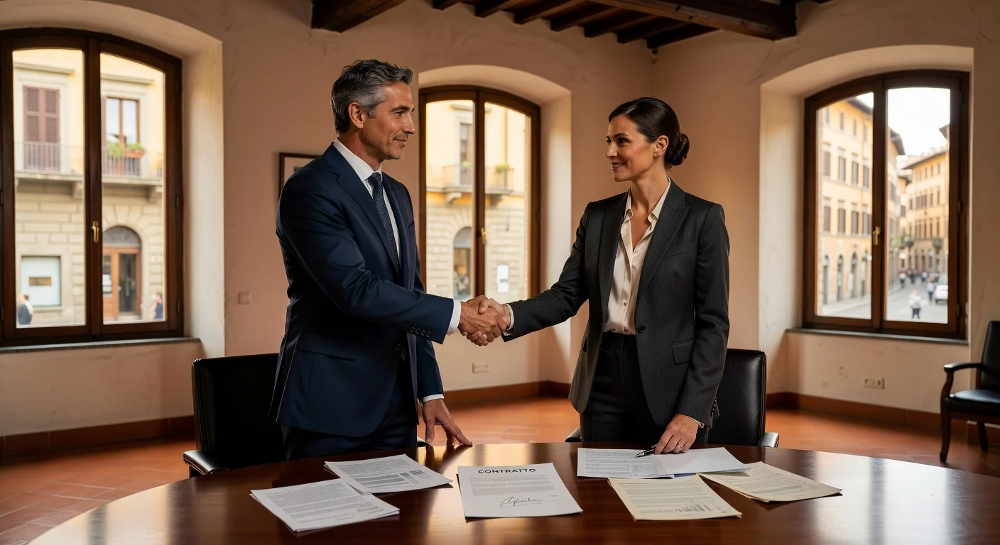 Signing consultancy agreement in office