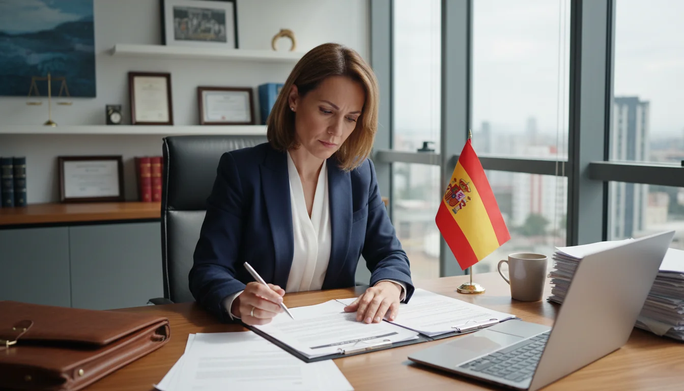 Spanish lawyer reviewing contract