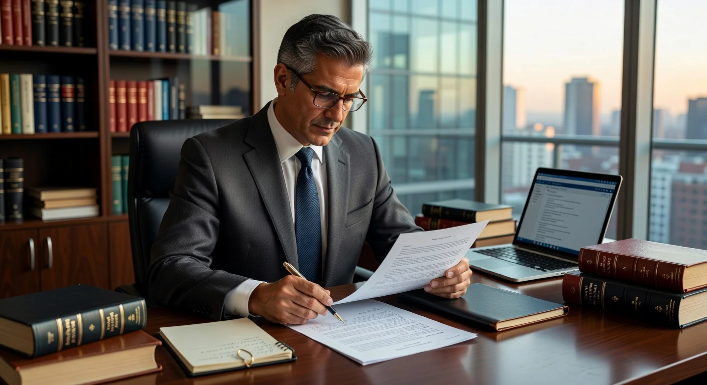 Mexican lawyer reviewing contract