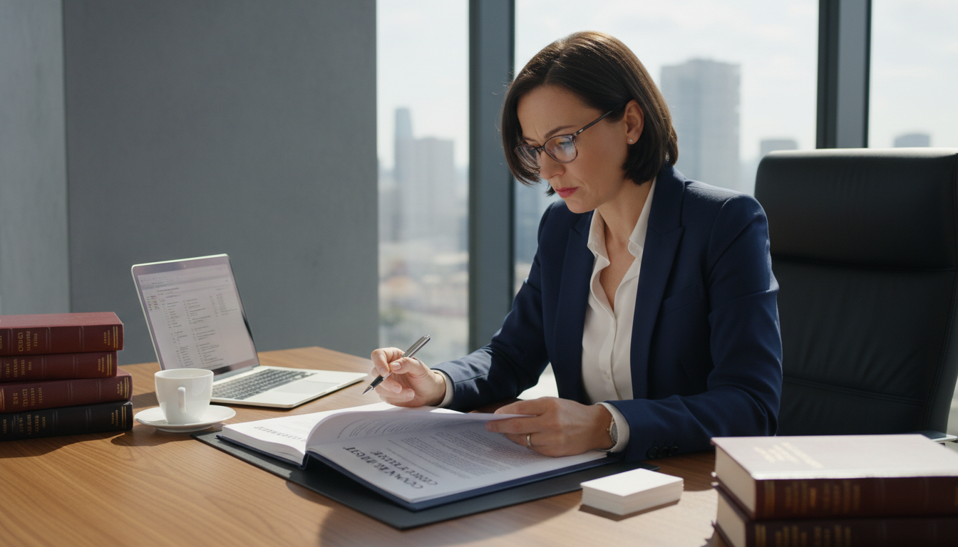 French lawyer reviewing service contract