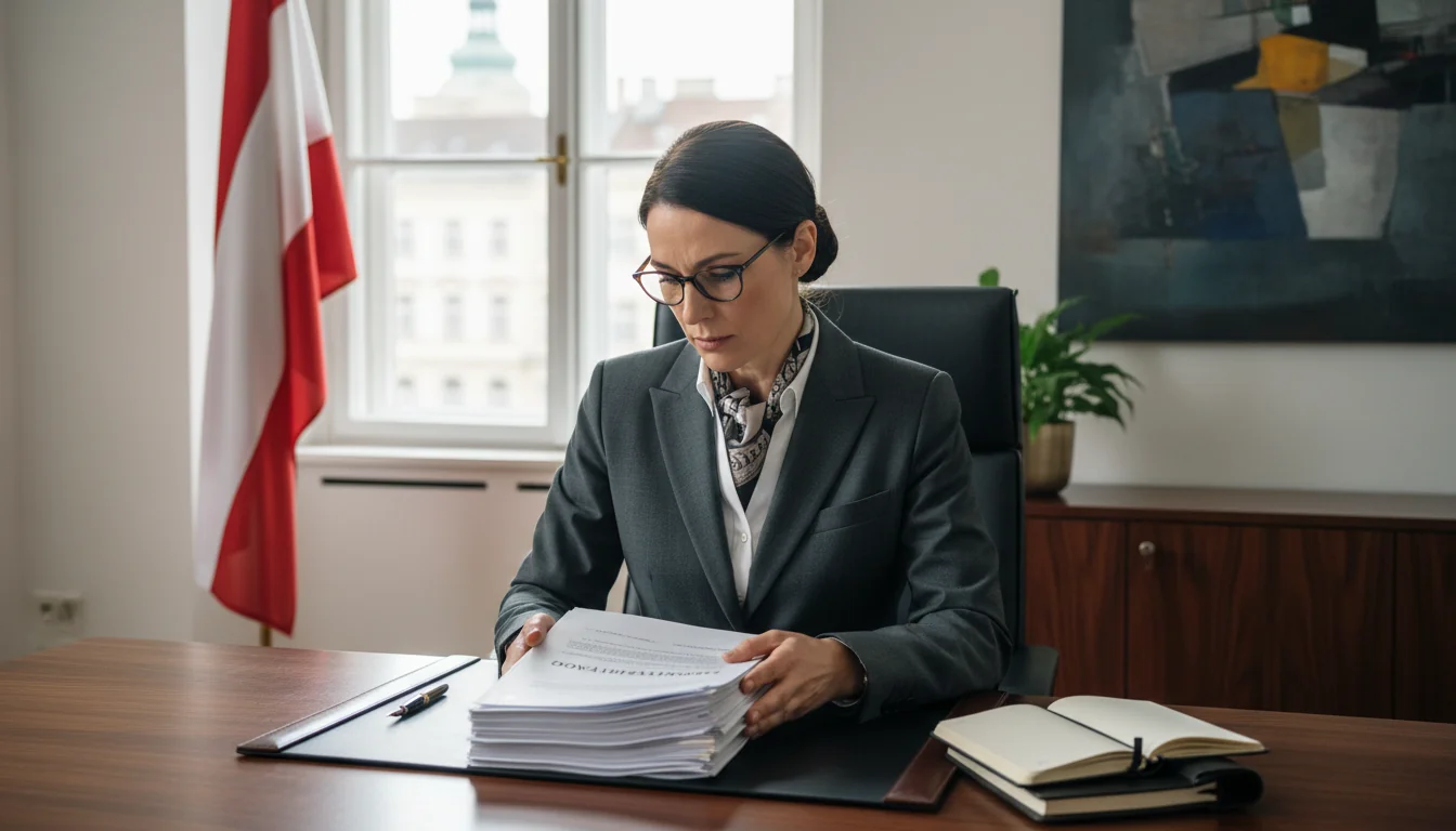 Austrian lawyer reviewing contract