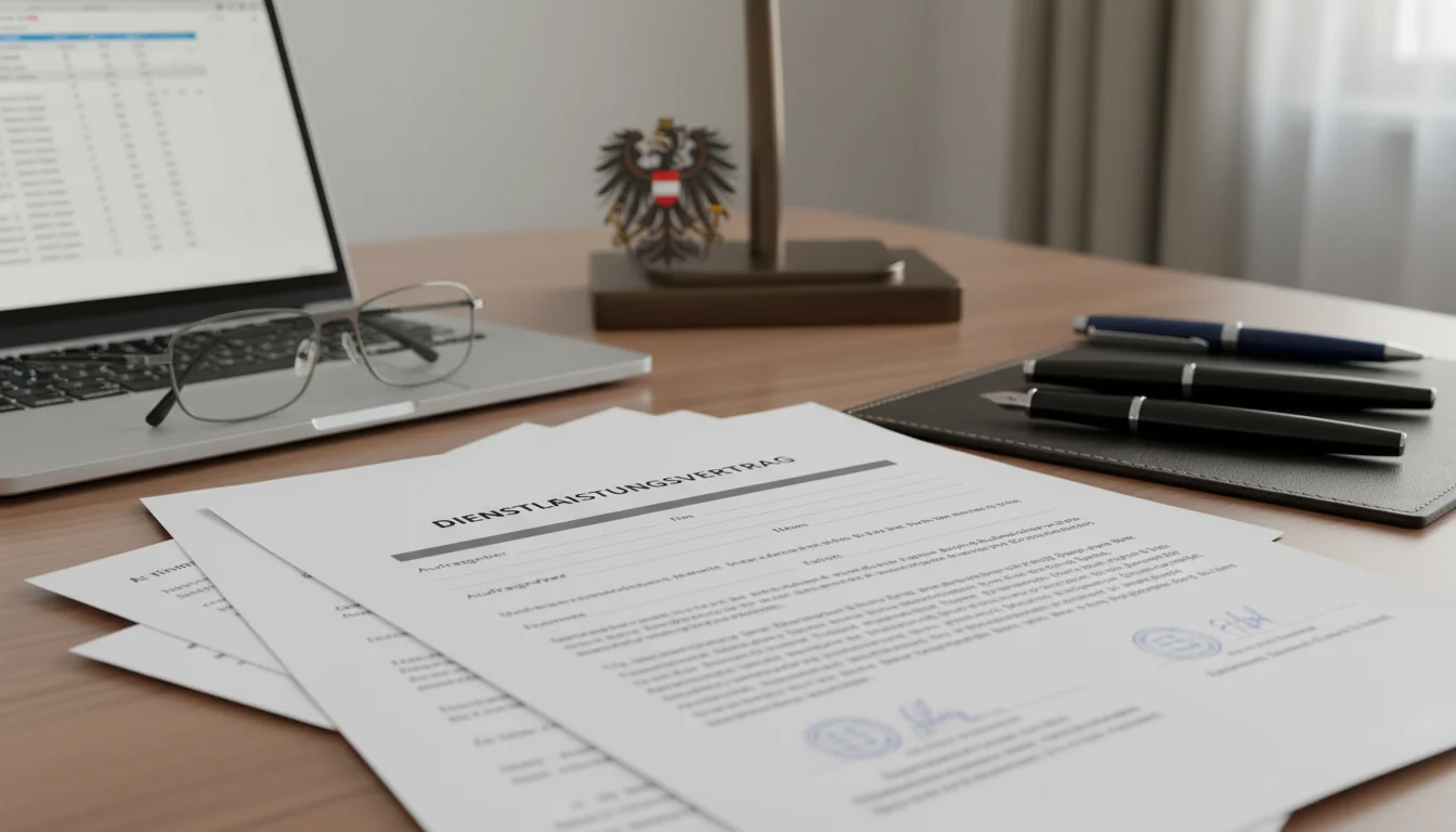 Legal documents on Austrian desk