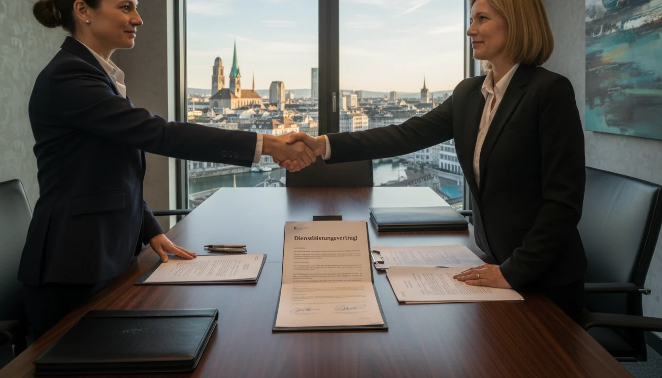 Signing service contract in Zurich