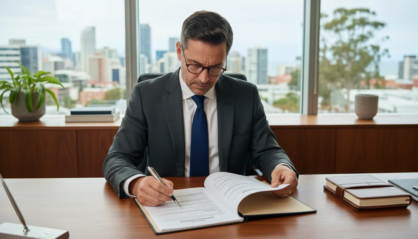 Australian lawyer reviewing service contract
