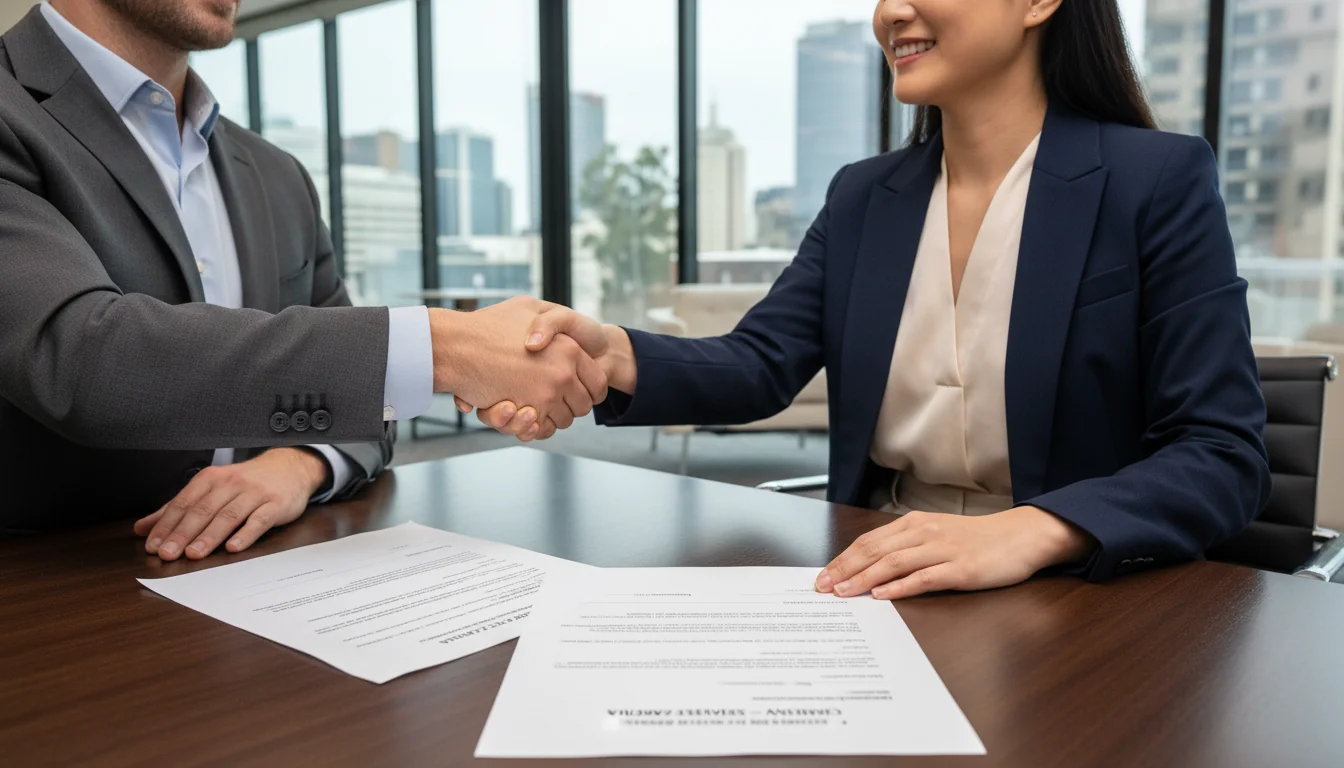 Signing a service agreement document