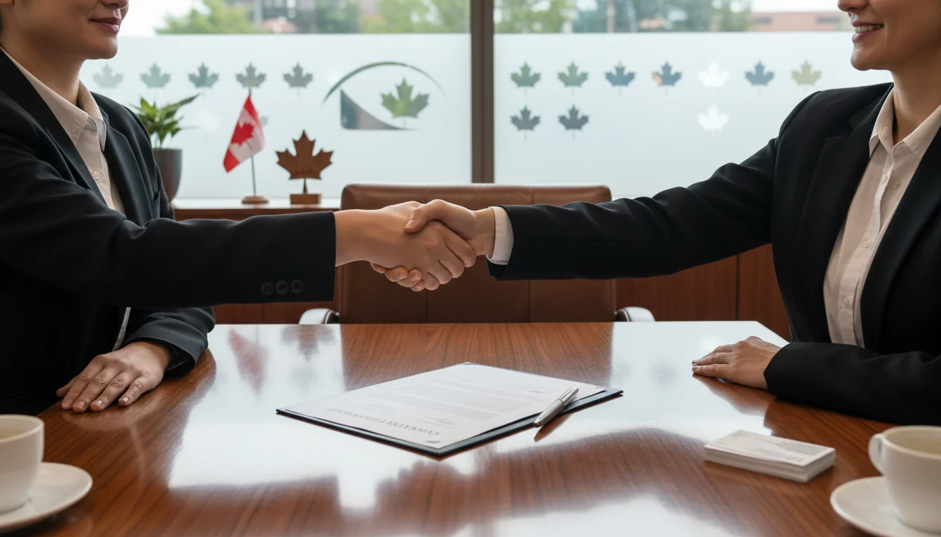 Signing service agreement in Canada