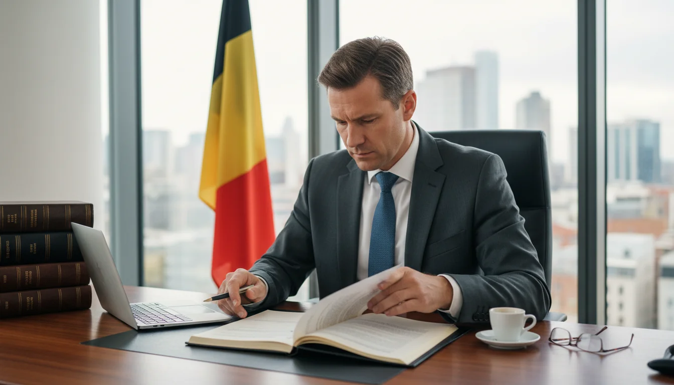 Belgian lawyer reviewing service contract