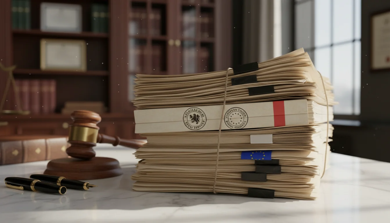 EU legal documents stack in Belgium