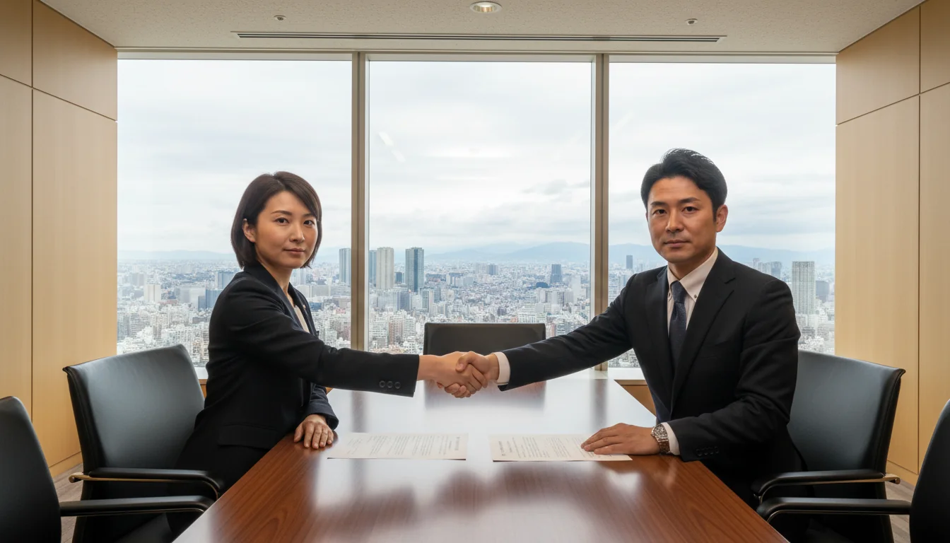 Signing service agreement in meeting room