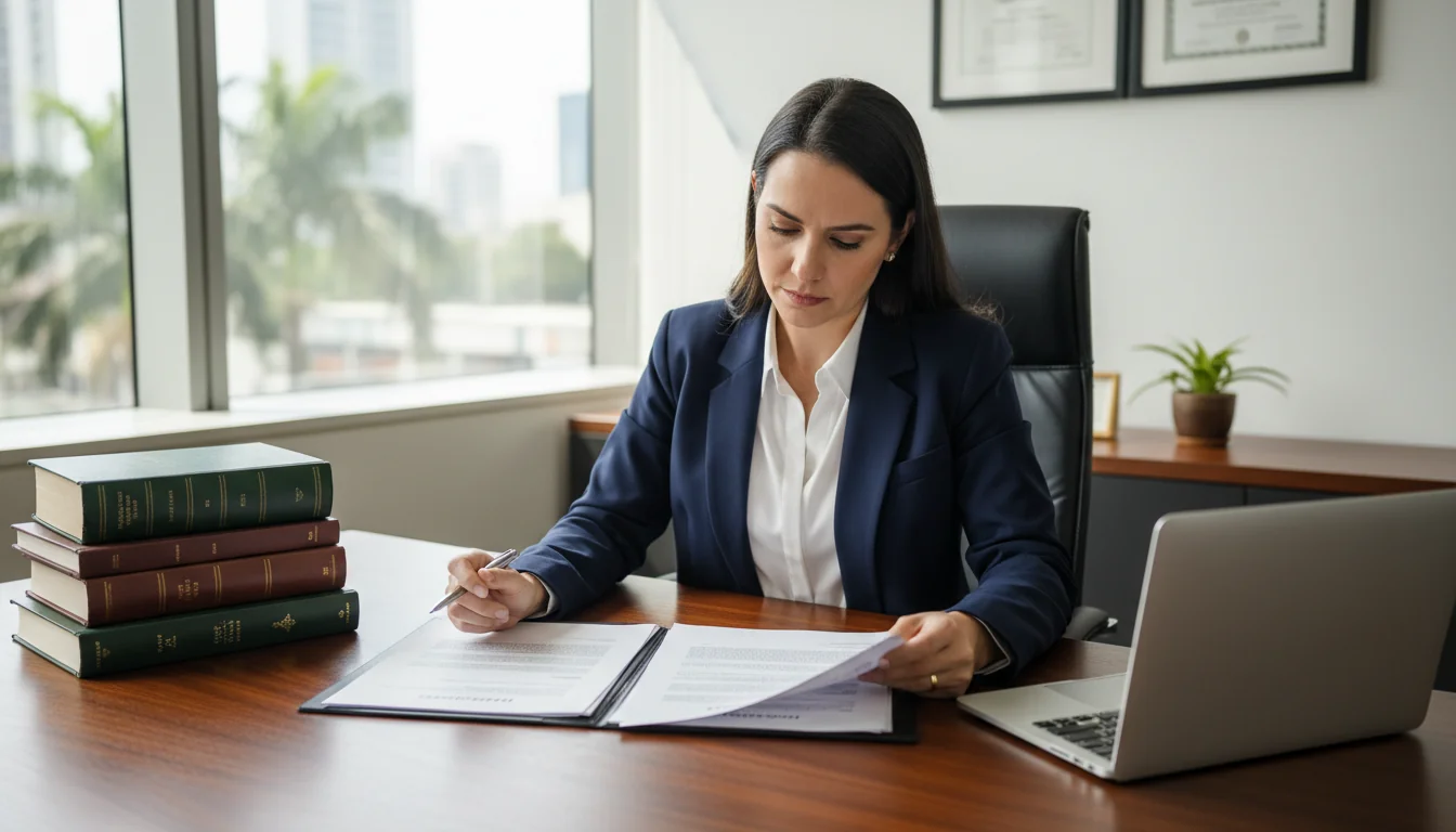 Brazilian lawyer reviewing service contract