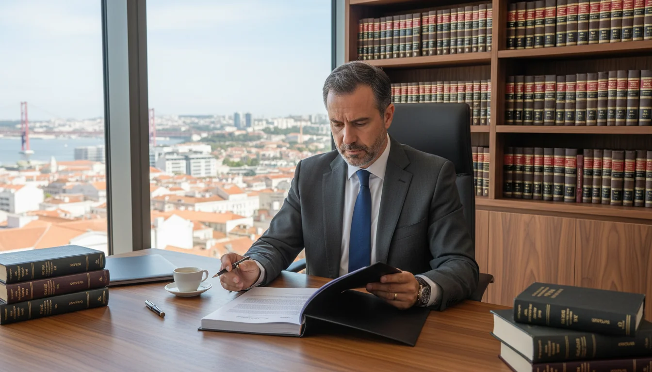 Portuguese lawyer reviewing service contract