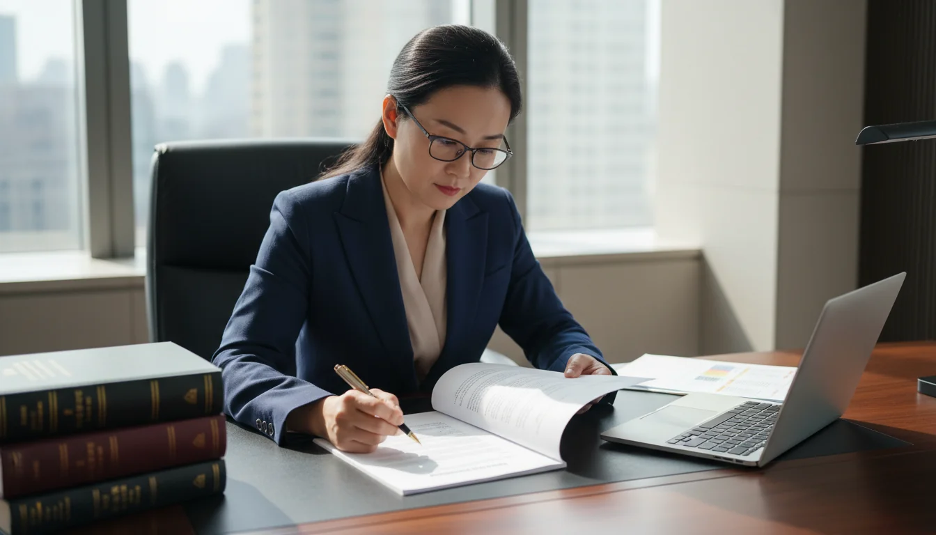 Chinese lawyer reviewing service contract