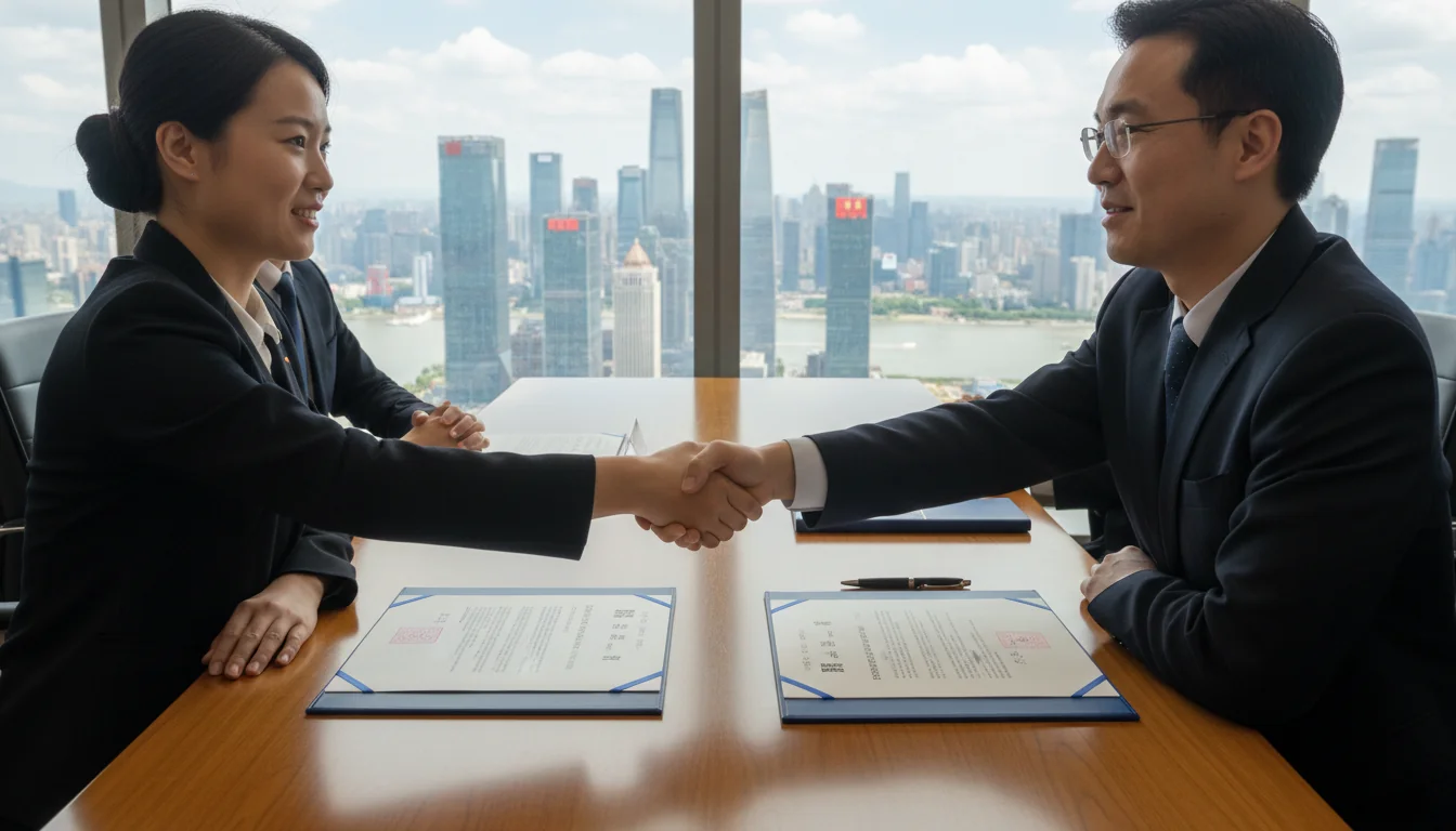 Signing business service protocol agreement