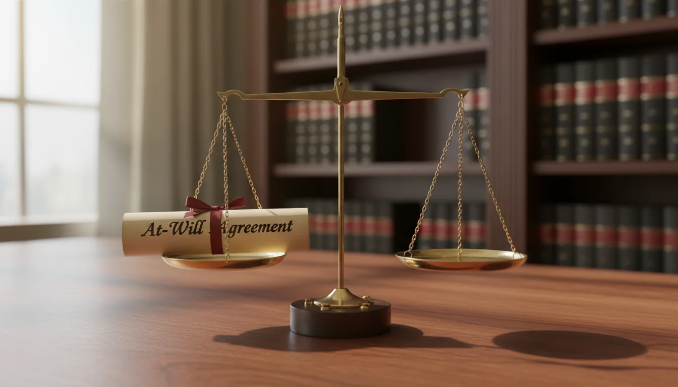 Balanced scale with job contract