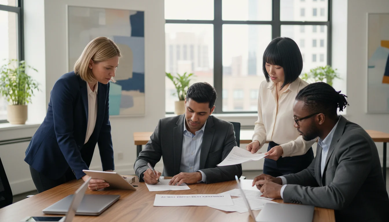 Professional signing employment contract