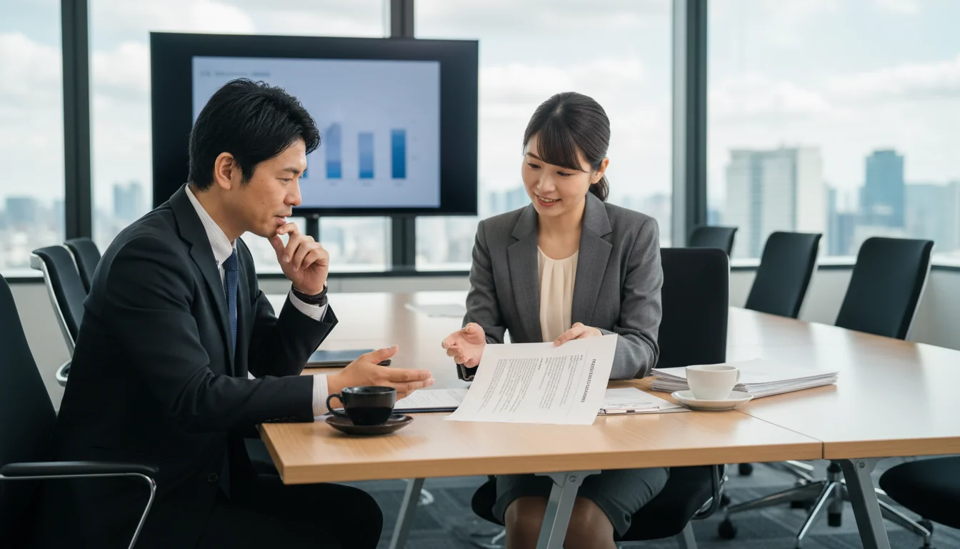 Business meeting on labor agreements