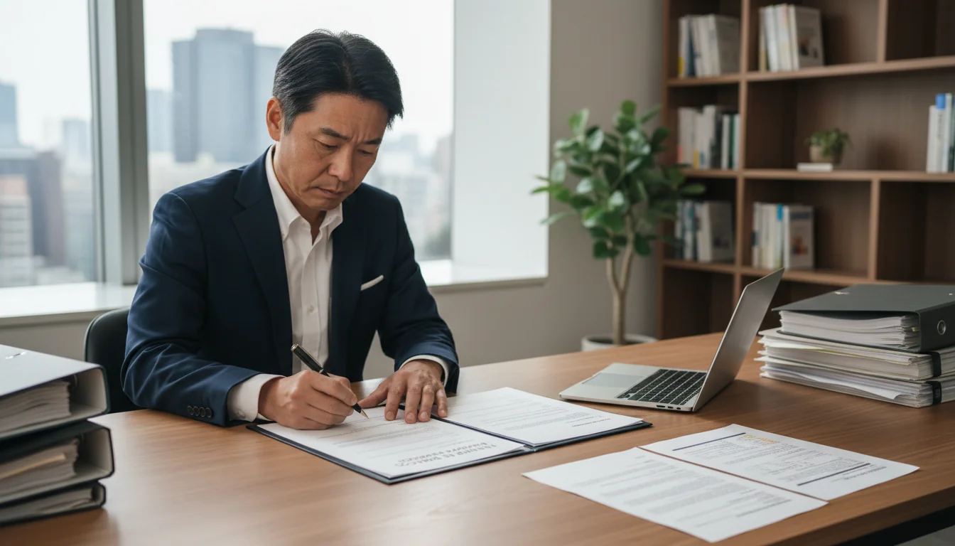 Japanese worker signing flexible contract