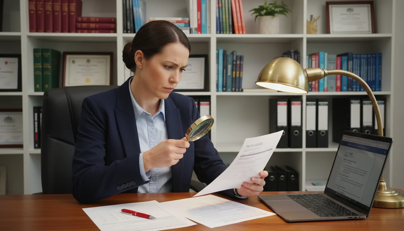 Accountant reviewing invoice compliance