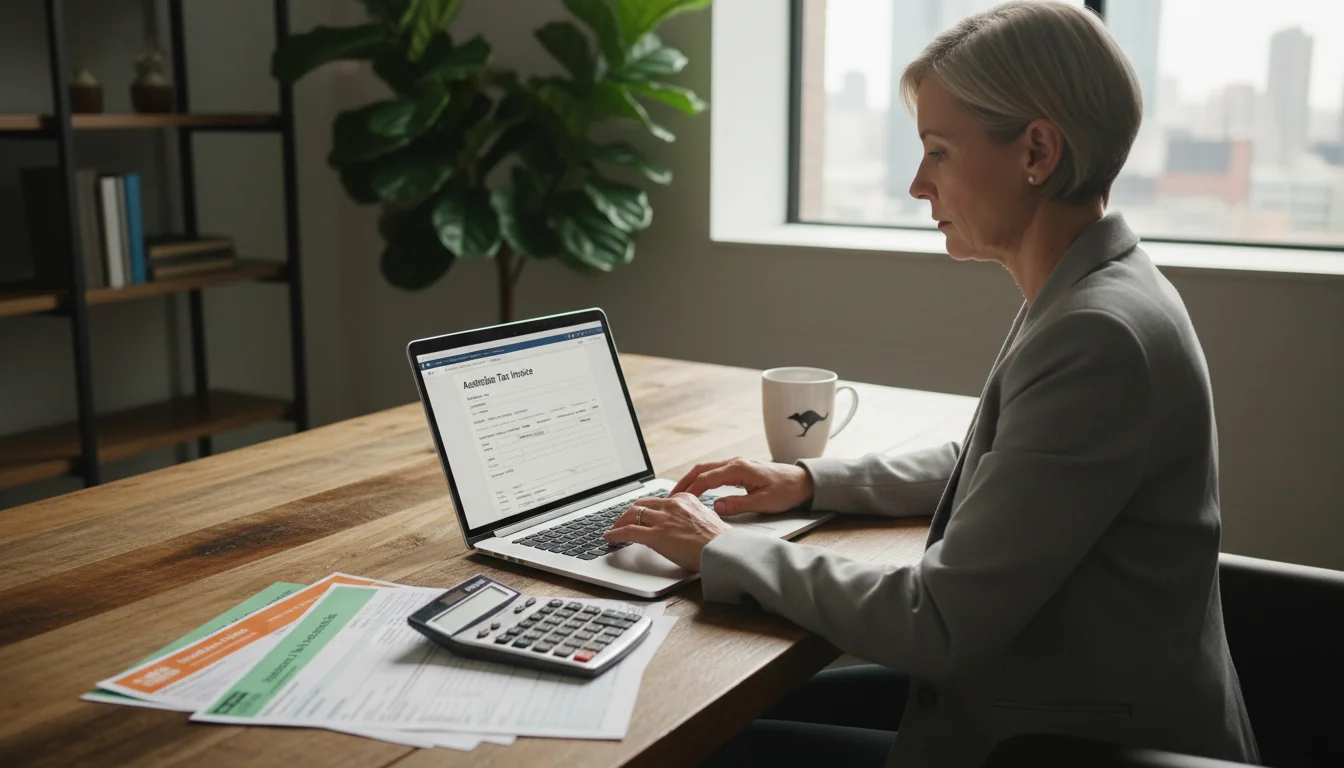 Business professional preparing tax invoice