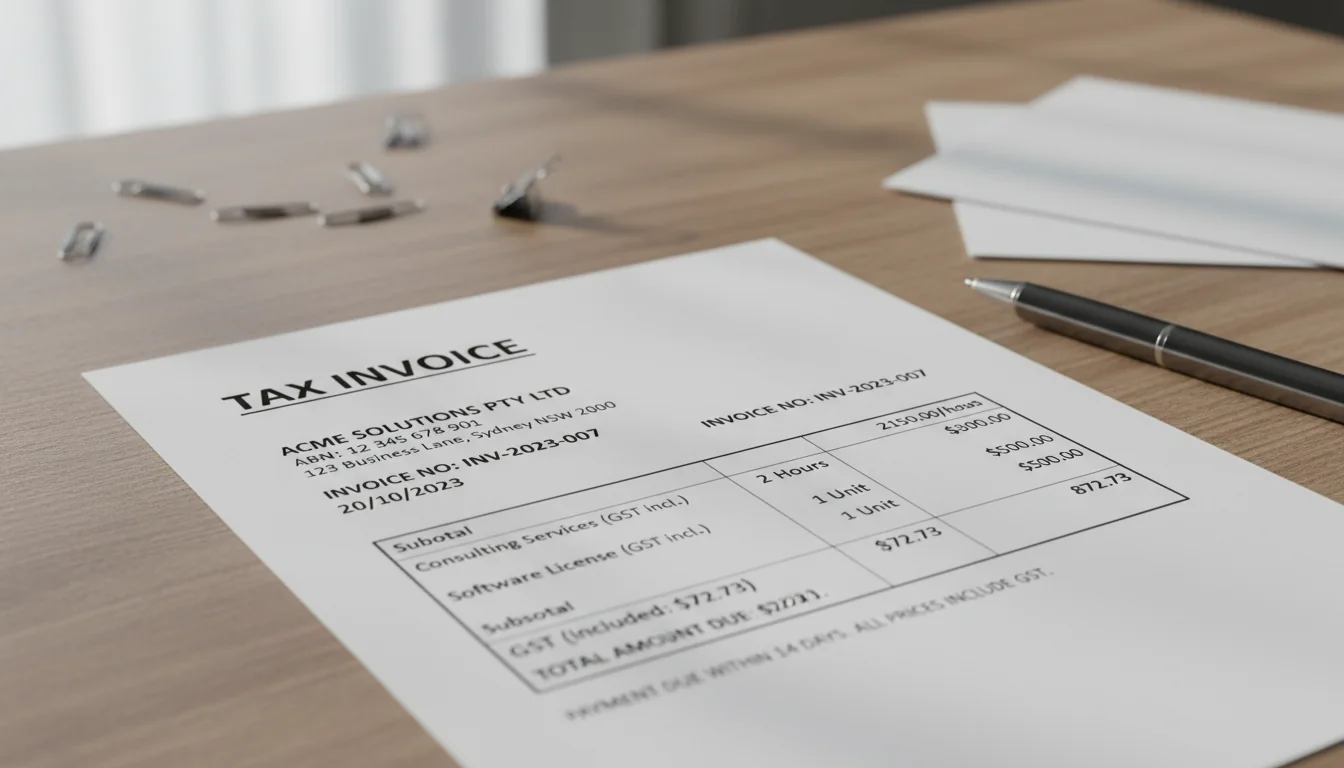 Sample compliant Australian tax invoice