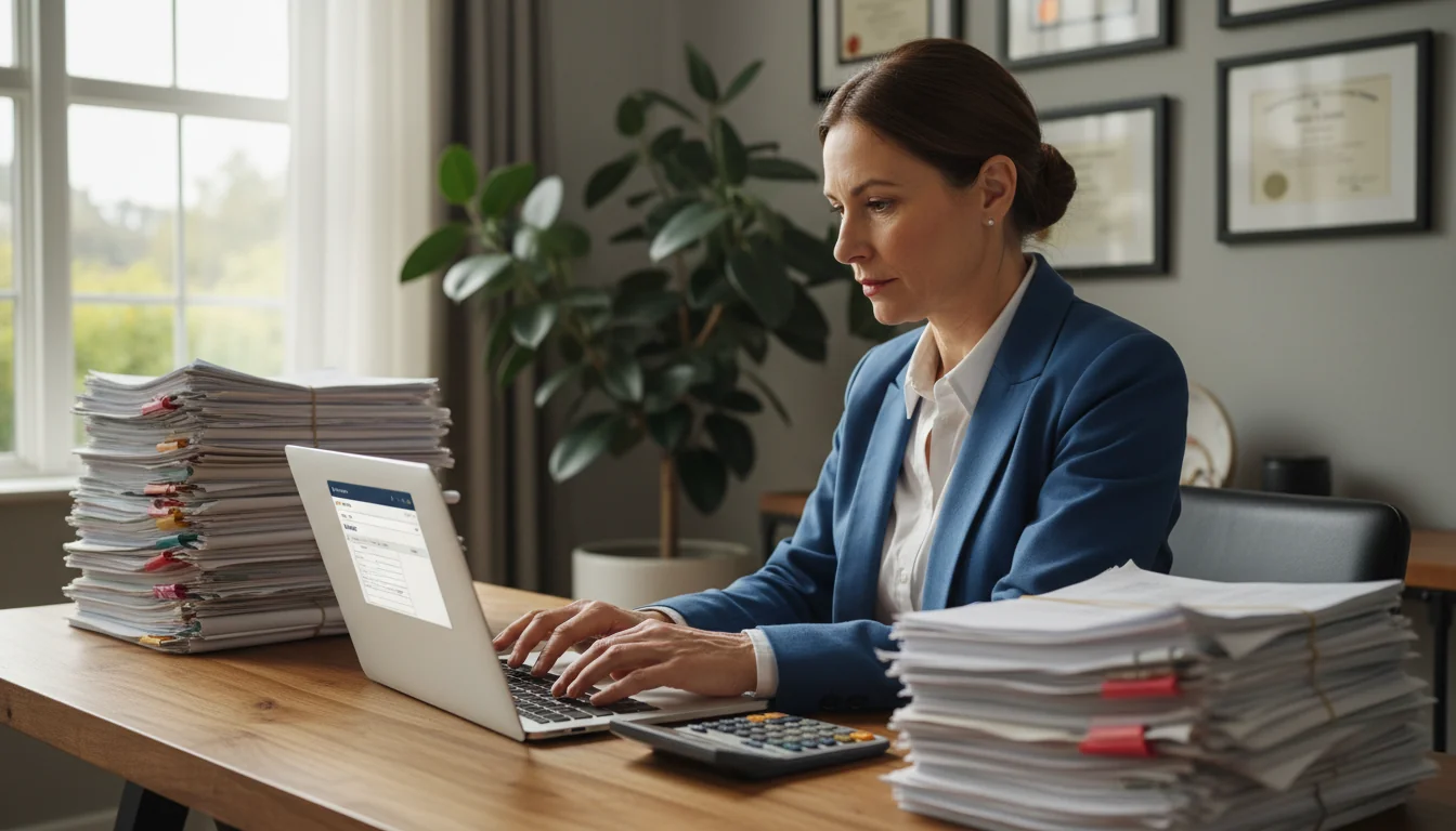 Business owner preparing tax invoice