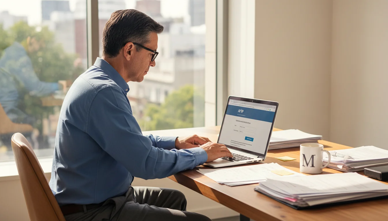 Person using computer for AFIP invoice