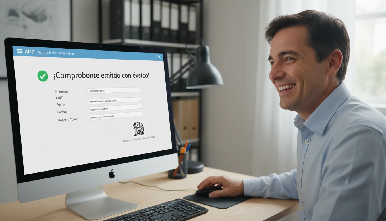 Successful AFIP invoice confirmation screen