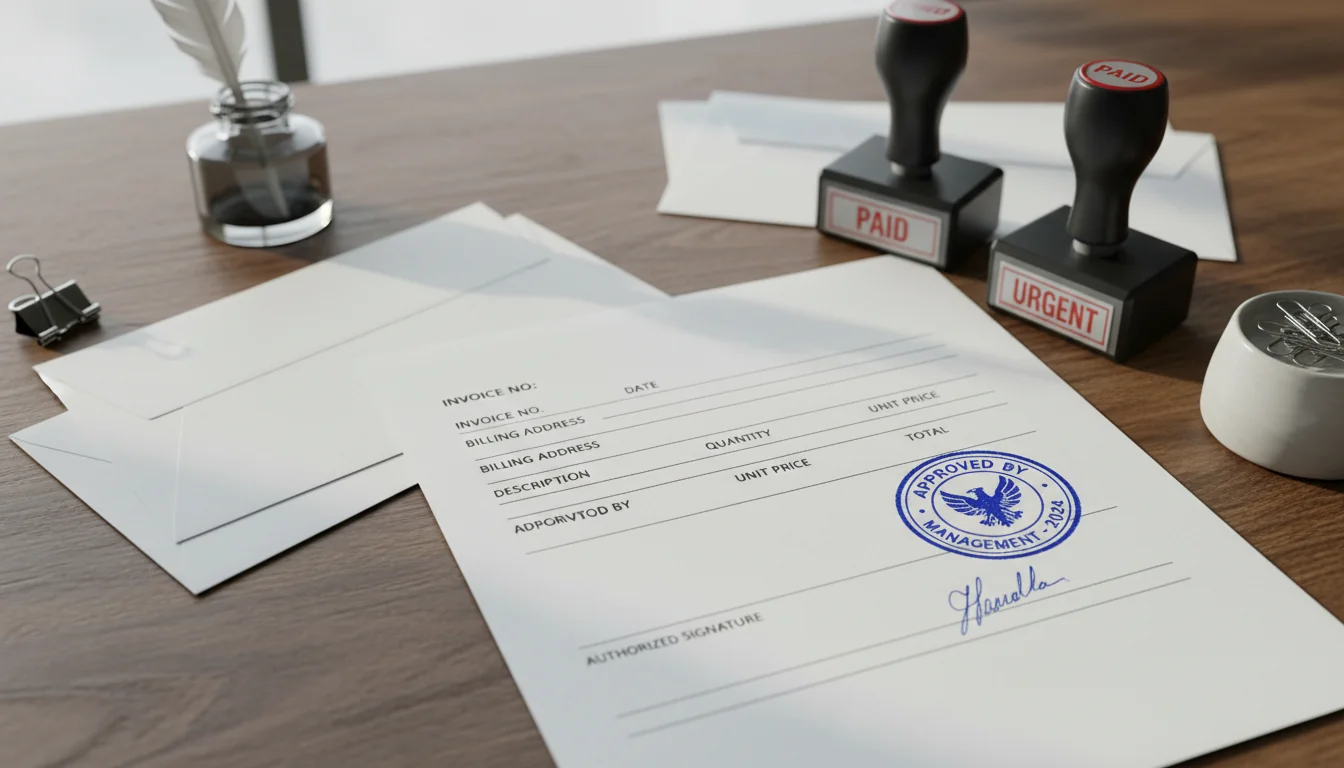 Completed invoice with stamp approval