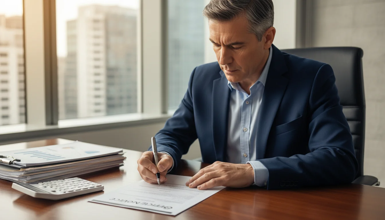 Person signing official invoice form