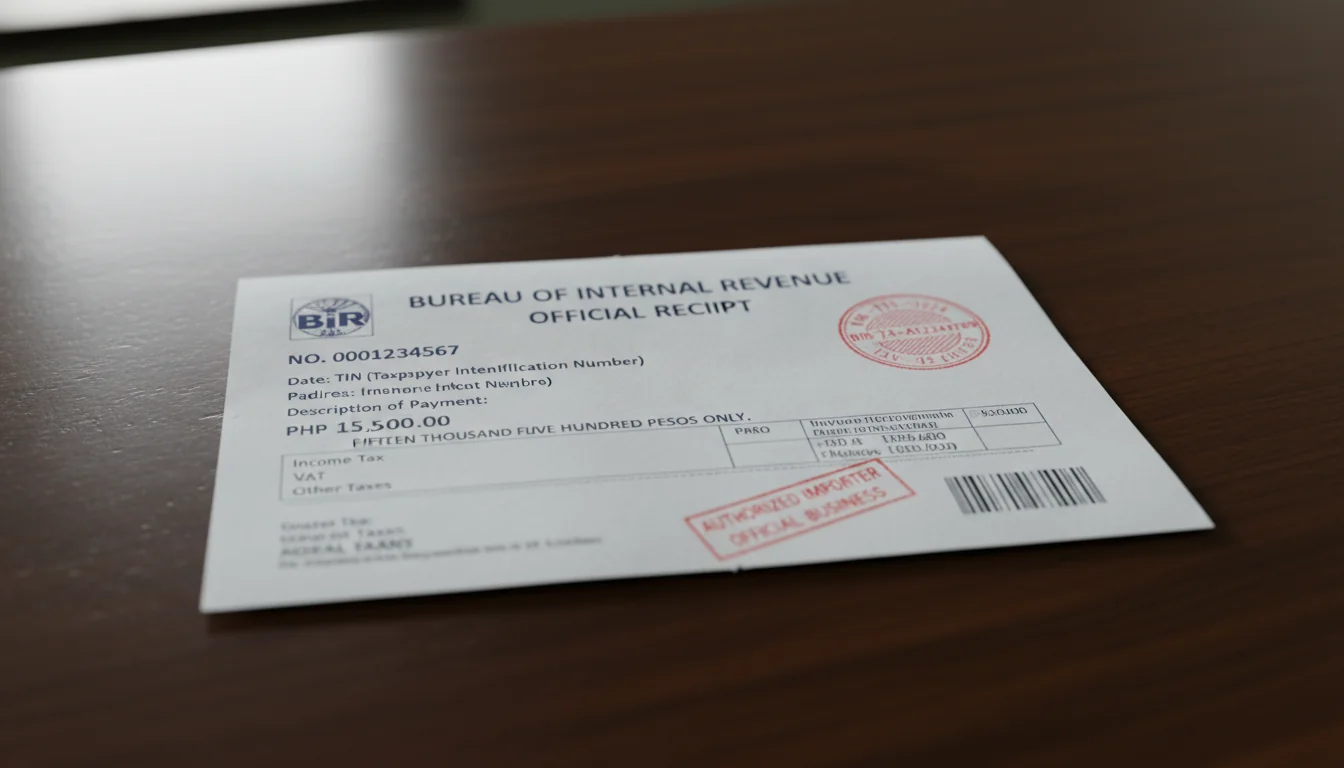 Official BIR receipt close-up