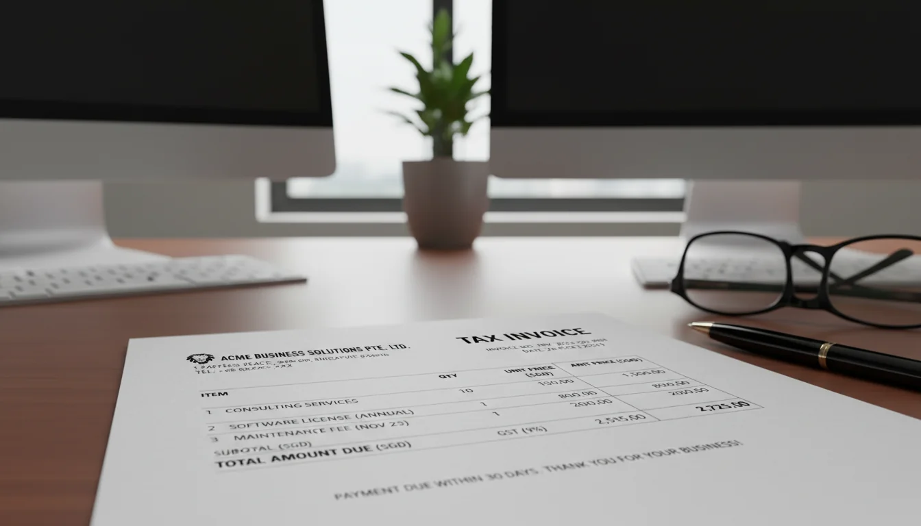 Tax invoice document close-up