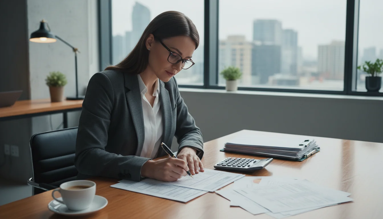 Person filling VAT invoice form