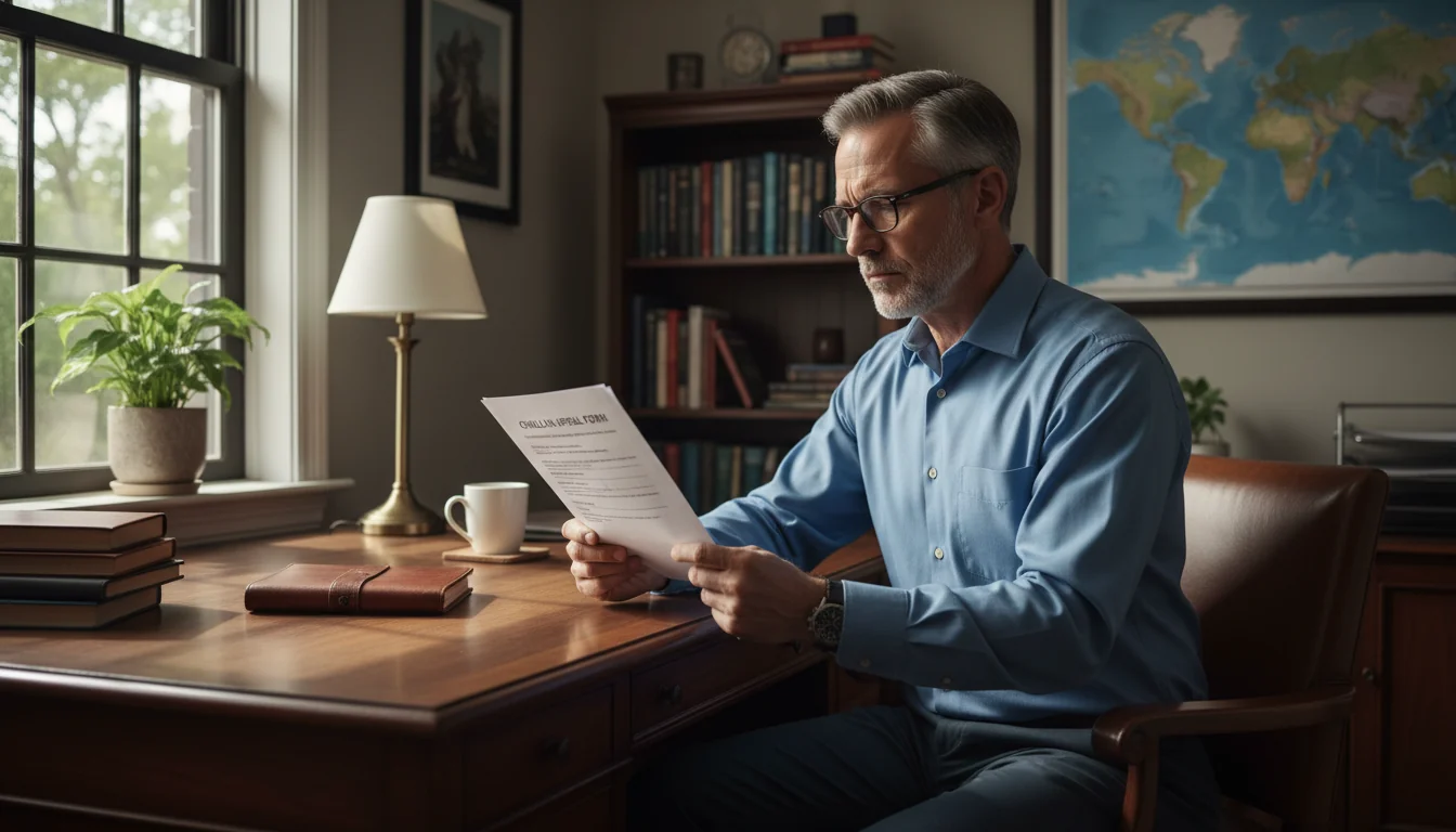 Person reading appeal form