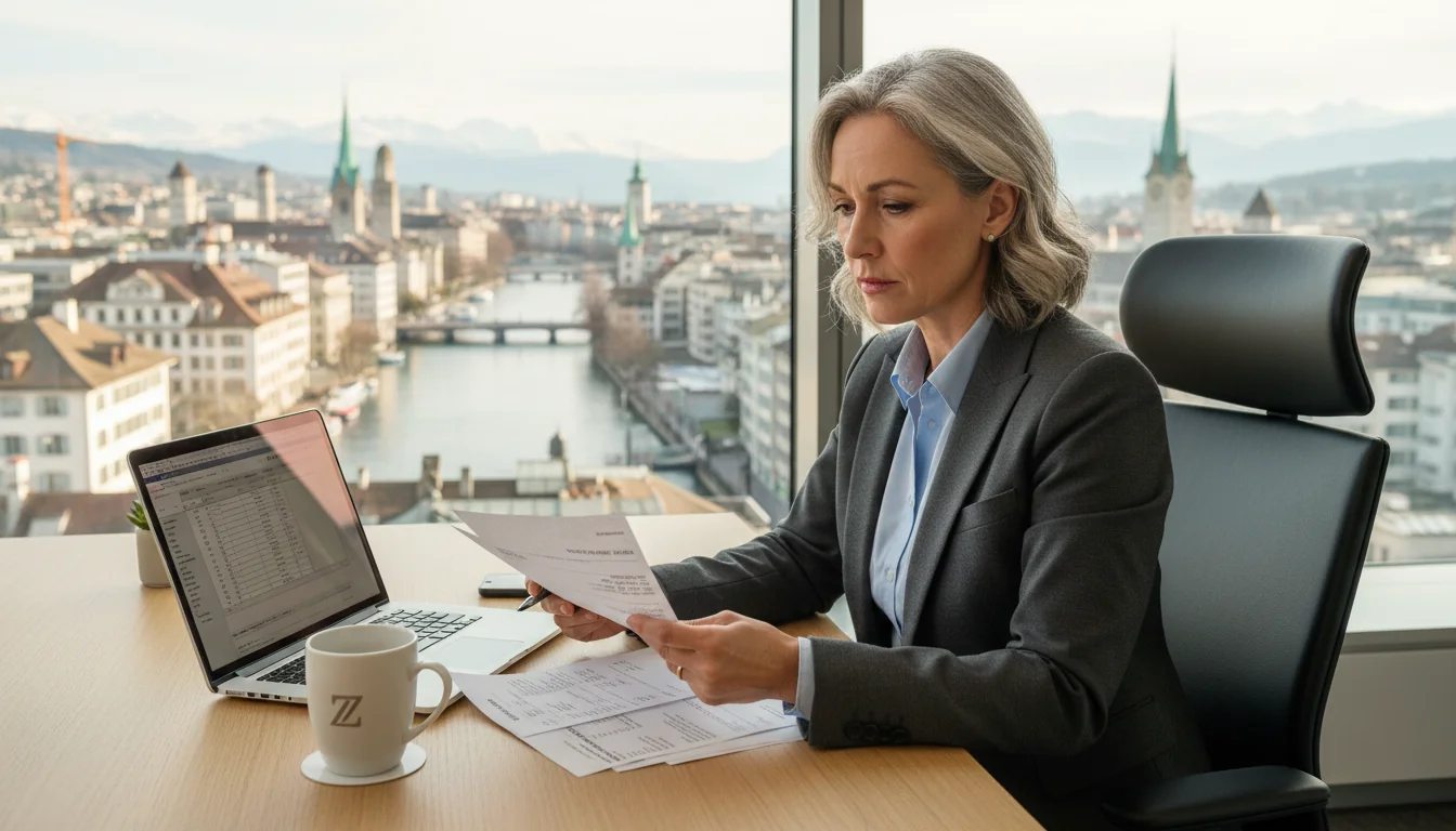 Business professional reviewing paperwork