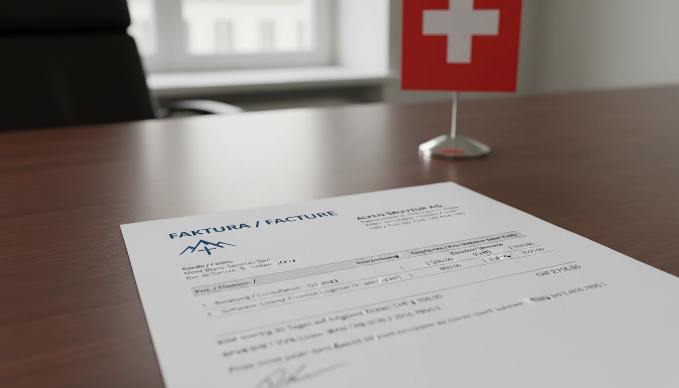 Swiss invoice document close-up