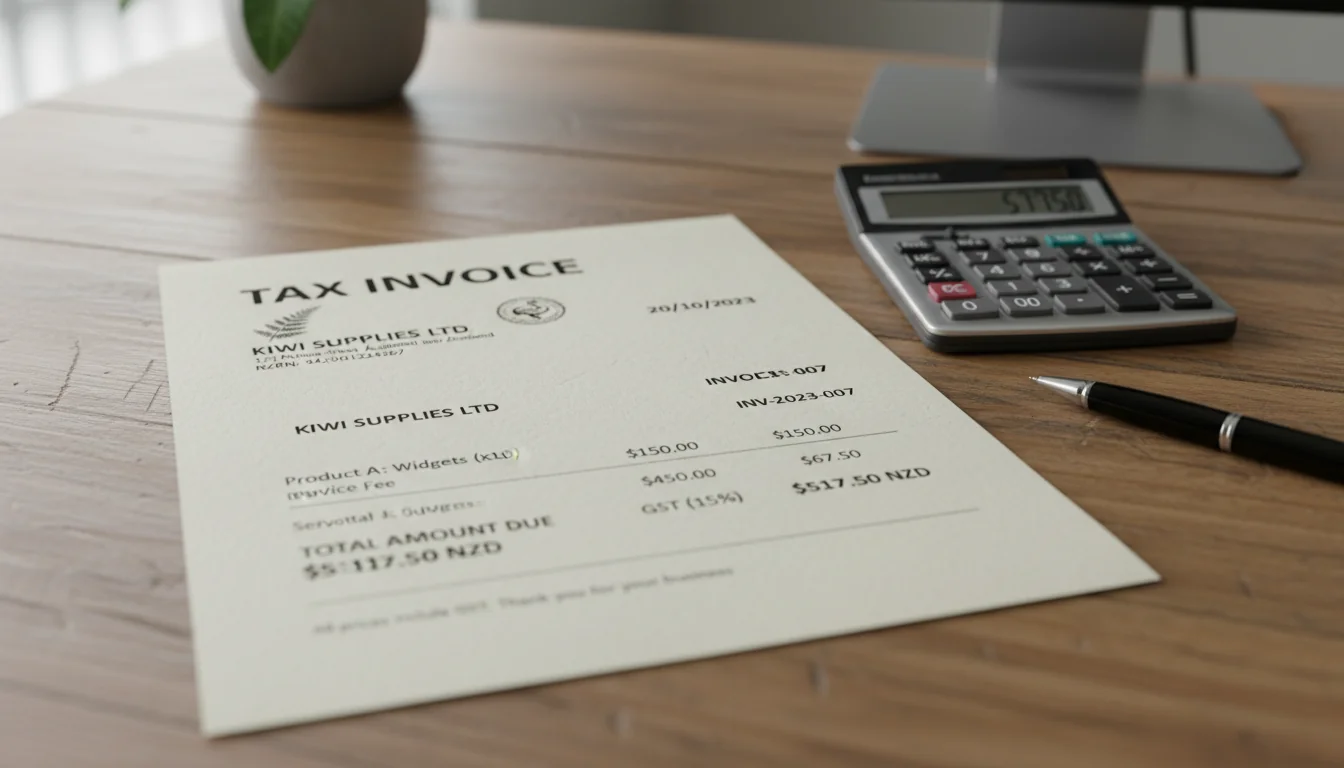 Tax invoice on office desk