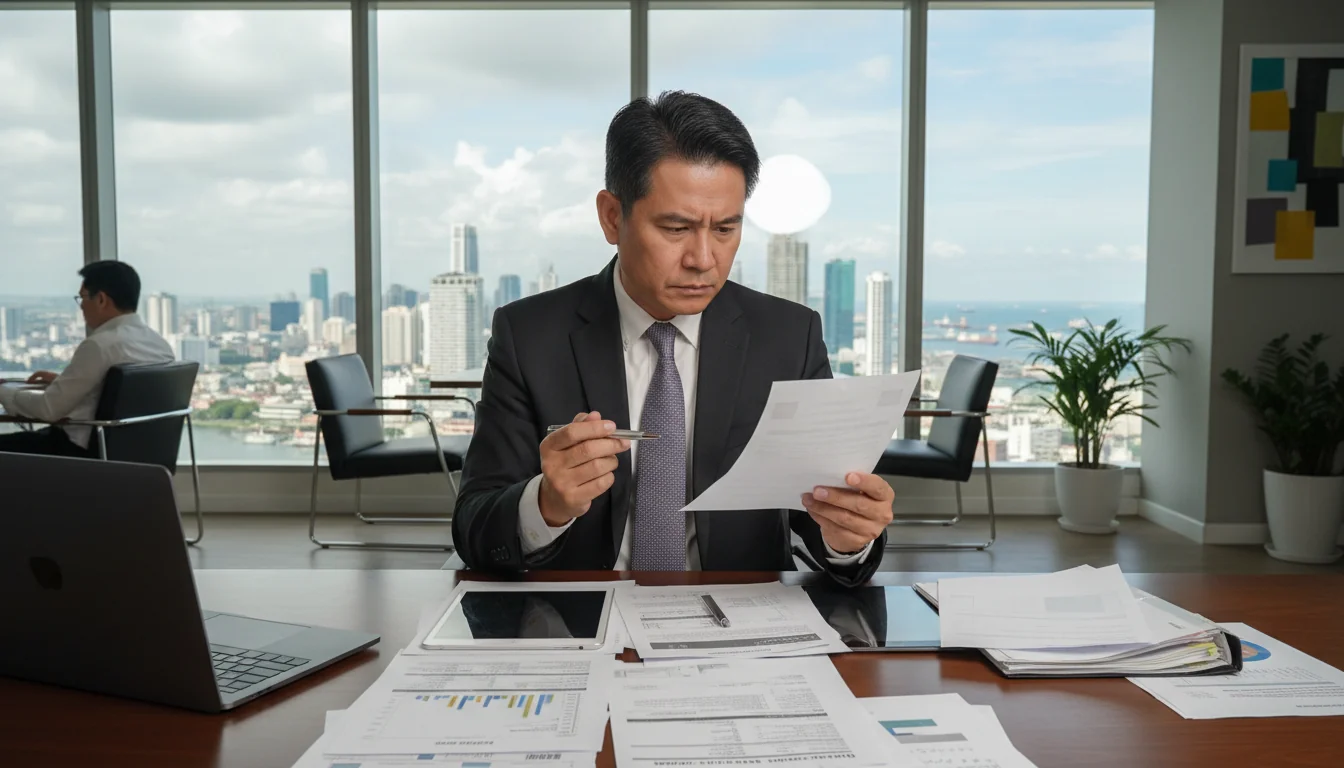 Business professional handling receipt