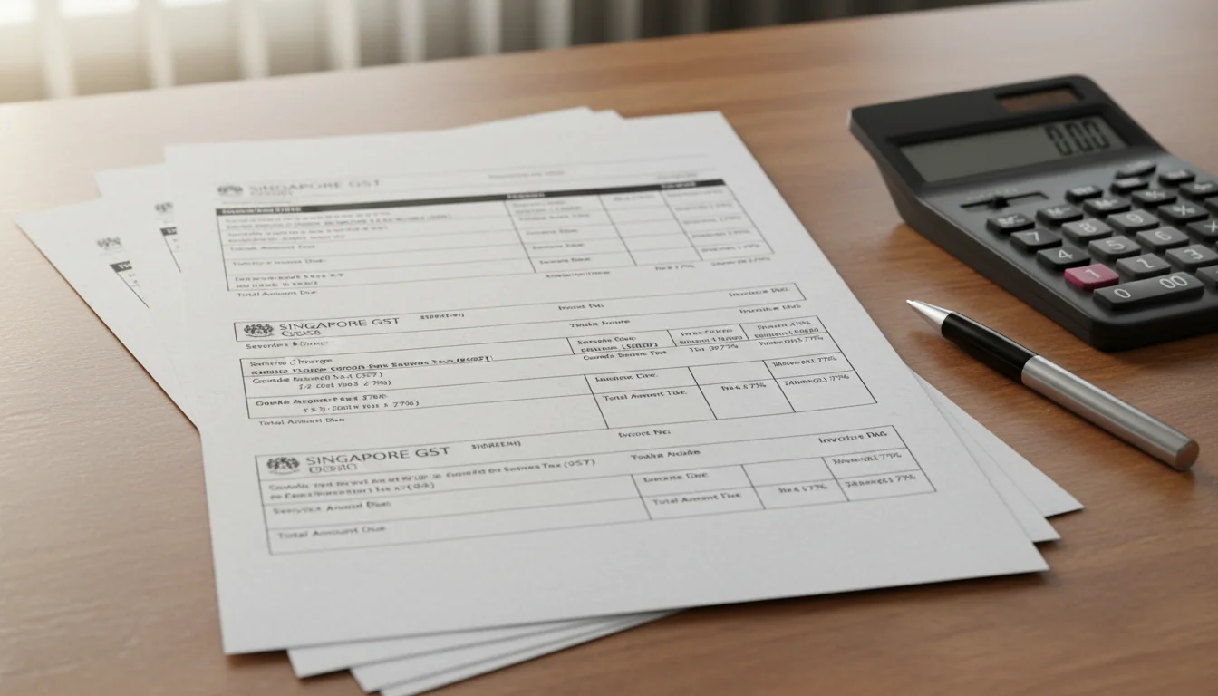 Stack of Singapore tax invoices