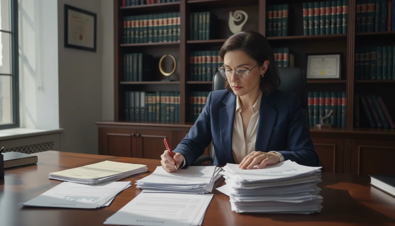 Lawyer reviewing invoices