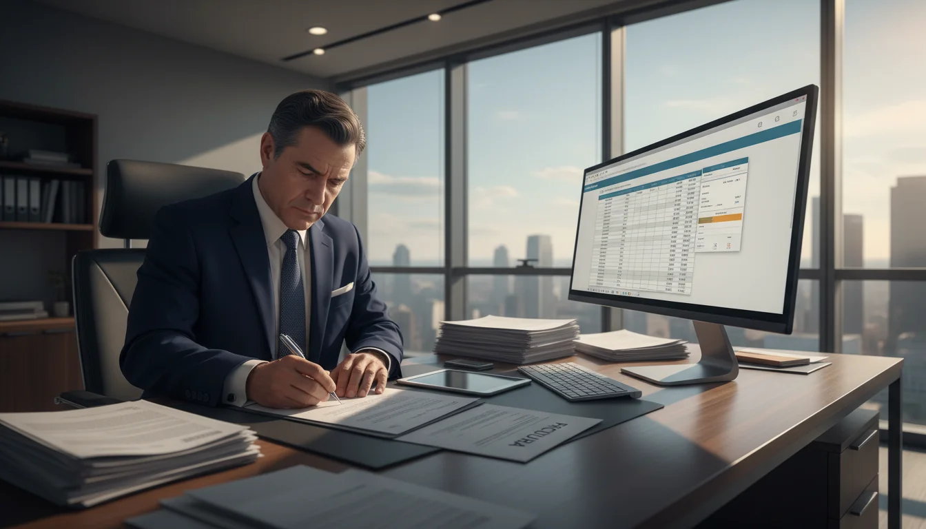 Mexican professional signing formal invoice