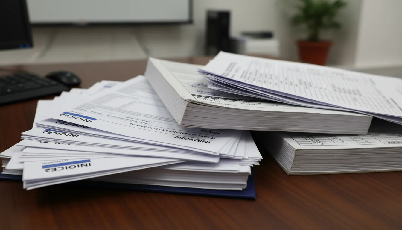Stack of official corporate paperwork