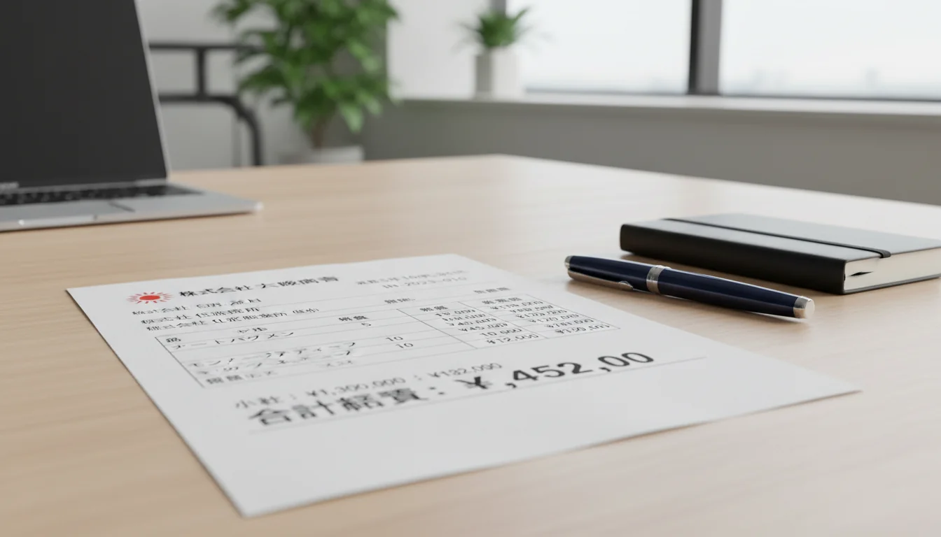 Japanese invoice document close-up