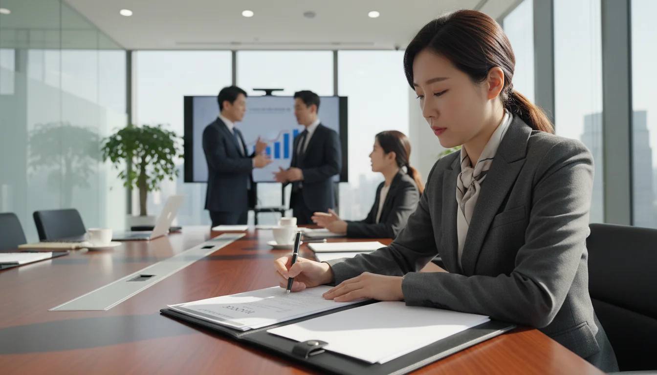 Signing business invoice in Korea